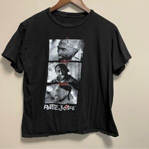 Poetic Justice Tupac Black Short Sleeve T-Shirt Women’s Large